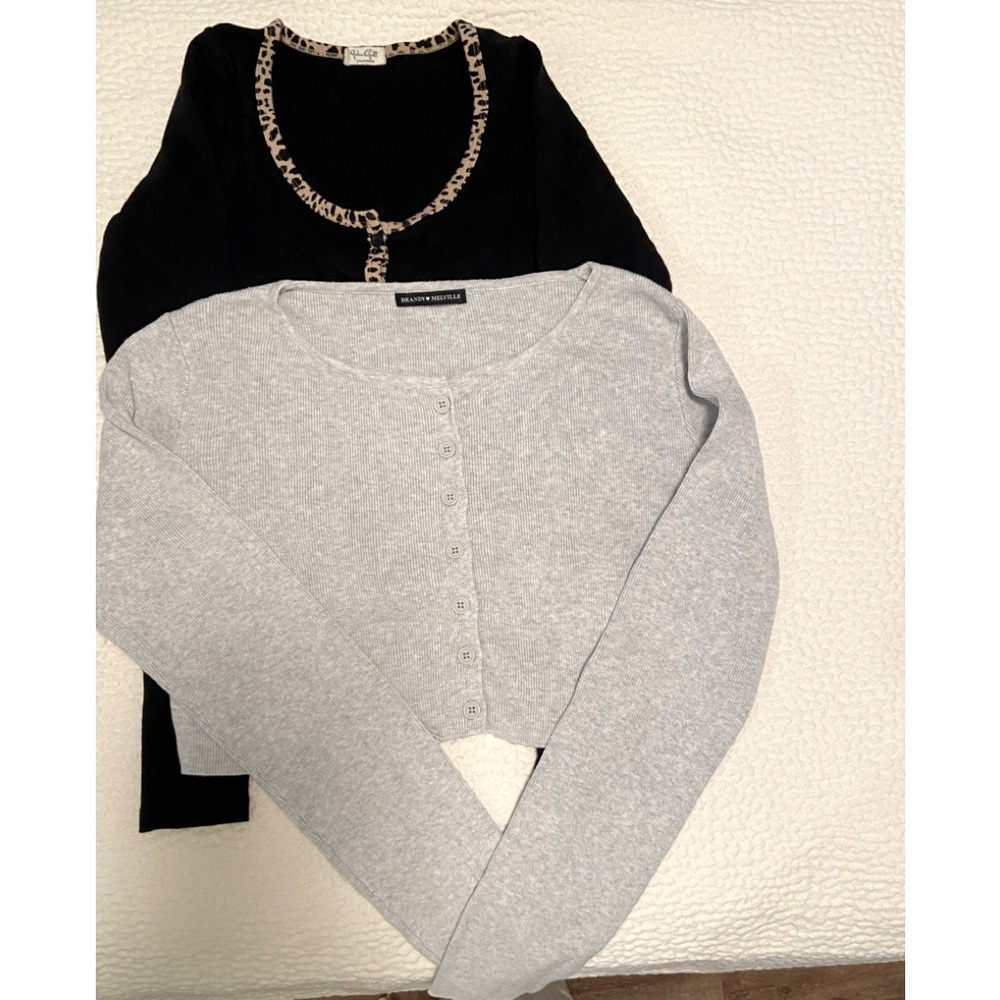 BRANDY MELVILLE  set of 2 long sleeve button front tops LIKE NEW